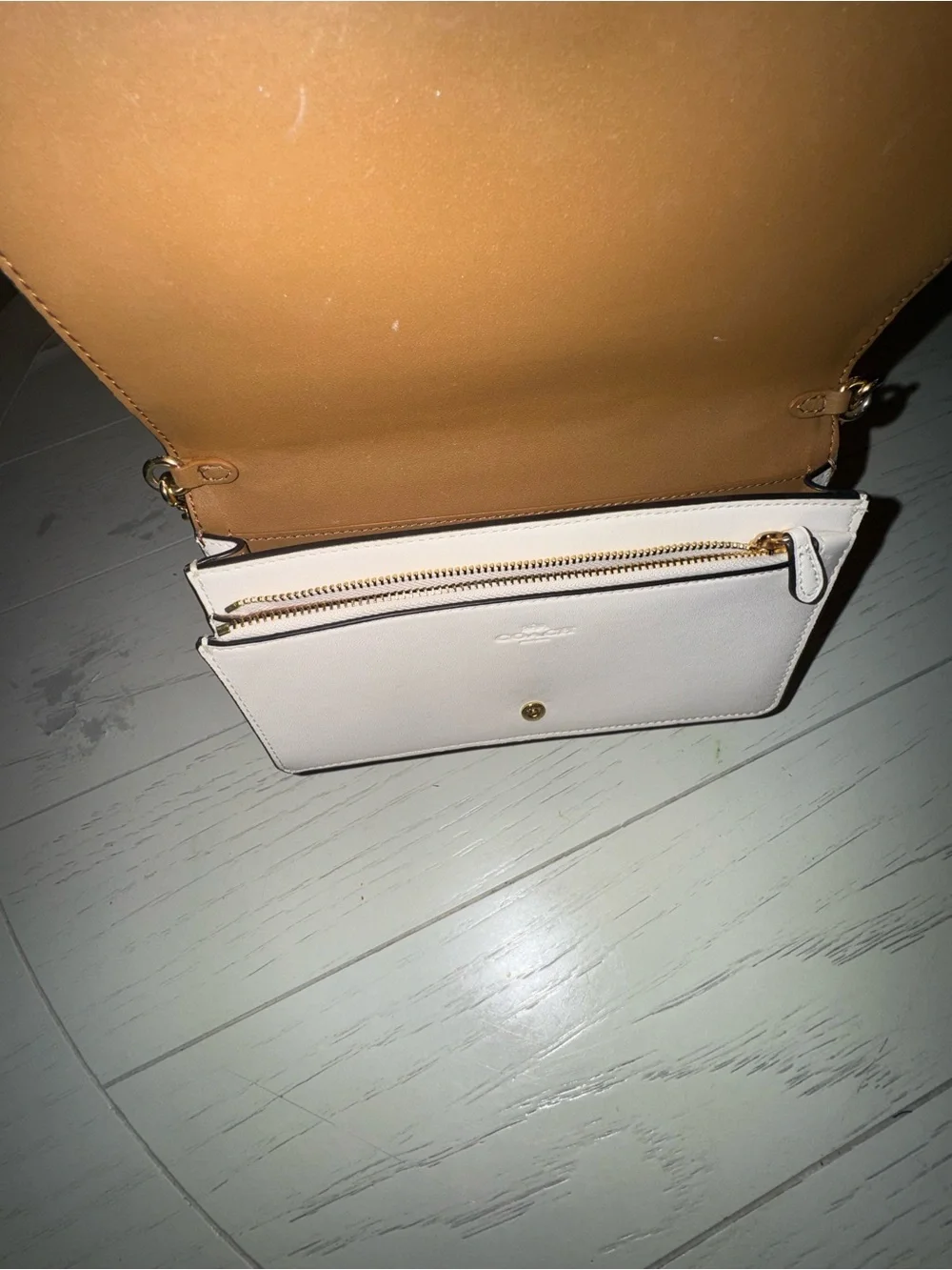 Coach Brown Signature Canvas Crossbody with Cream Strap
